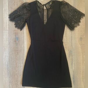 Zara Black Dress with Lace Sleeves